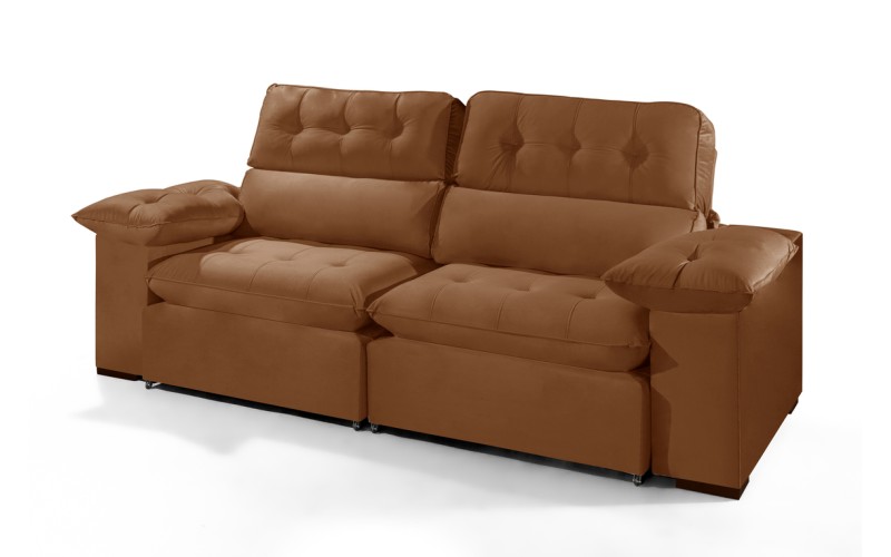 Sofá Retrátil Reclinável AMÃ 2.20m ESTILO ESTOFADOS - França Velusoft COR "TERRACOTA" Sofá Retrátil Reclinável AMÃ 2.20m ESTILO ESTOFADOS - França Velusoft COR "TERRACOTA"