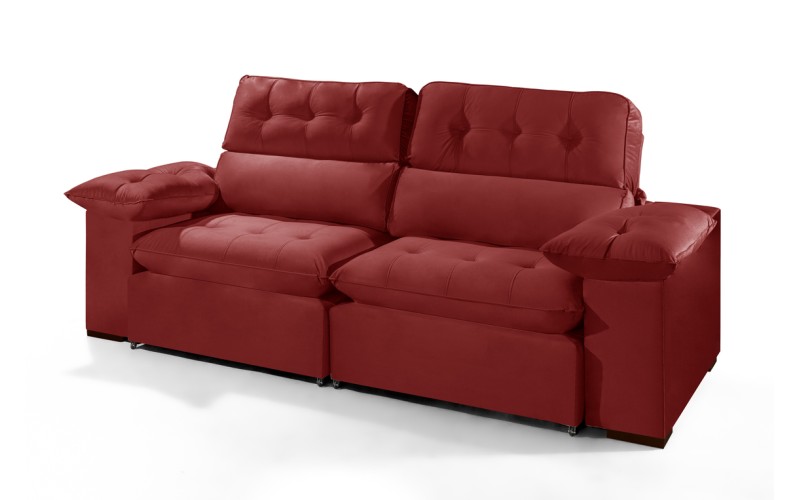 Sofá Retrátil Reclinável AMÃ 2.50m ESTILO ESTOFADOS - França Velusoft COR "VERMELHO" Sofá Retrátil Reclinável AMÃ 2.50m ESTILO ESTOFADOS - França Velusoft COR "VERMELHO"