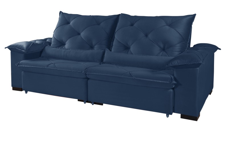 Sofá Retrátil Reclinável ATENAS 2.50m ESTILO ESTOFADOS - França Velusoft COR "AZUL" Sofá Retrátil Reclinável ATENAS 2.50m ESTILO ESTOFADOS - França Velusoft COR "AZUL"