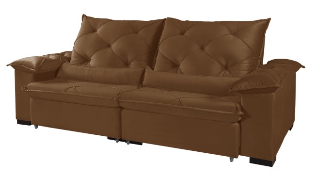 Sofá Retrátil Reclinável ATENAS 2.90m ESTILO ESTOFADOS - França Velusoft COR "TERRACOTA"