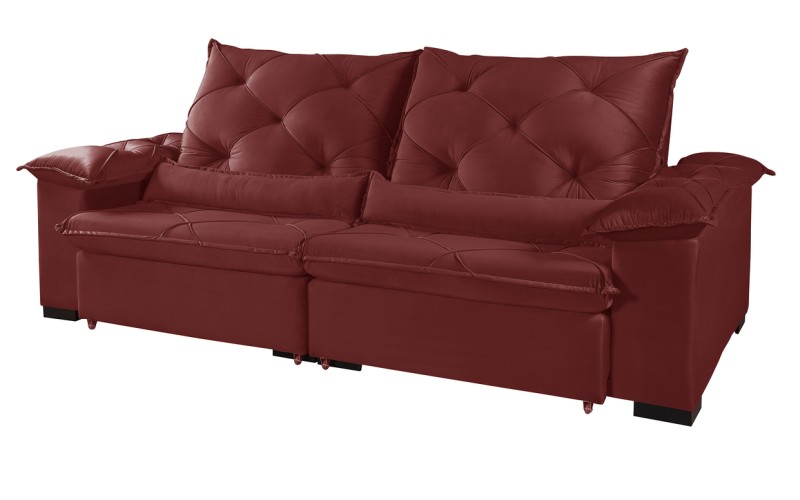 Sofá Retrátil Reclinável ATENAS 2.50m ESTILO ESTOFADOS - França Velusoft COR "VERMELHO" Sofá Retrátil Reclinável ATENAS 2.50m ESTILO ESTOFADOS - França Velusoft COR "VERMELHO"