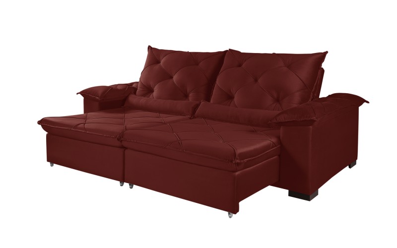 Sofá Retrátil Reclinável ATENAS 2.50m ESTILO ESTOFADOS - França Velusoft COR "VERMELHO" Sofá Retrátil Reclinável ATENAS 2.50m ESTILO ESTOFADOS - França Velusoft COR "VERMELHO"