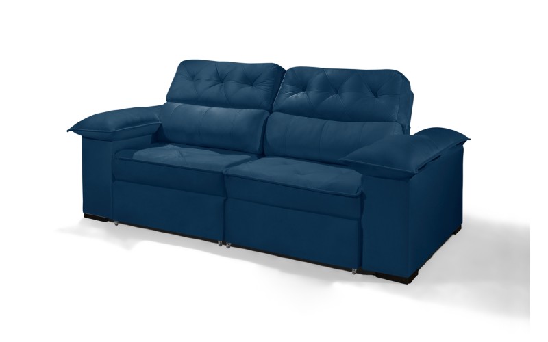 Sofá Retrátil Reclinável DOA 2.90m ESTILO ESTOFADOS - França Velusoft COR "AZUL" Sofá Retrátil Reclinável DOA 2.90m ESTILO ESTOFADOS - França Velusoft COR "AZUL"