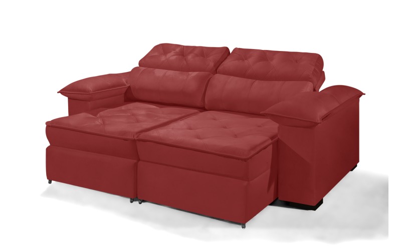 Sofá Retrátil Reclinável DOA 2.50m ESTILO ESTOFADOS - França Velusoft COR "VERMELHO" Sofá Retrátil Reclinável DOA 2.50m ESTILO ESTOFADOS - França Velusoft COR "VERMELHO"