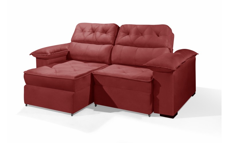 Sofá Retrátil Reclinável DOA 2.50m ESTILO ESTOFADOS - França Velusoft COR "VERMELHO" Sofá Retrátil Reclinável DOA 2.50m ESTILO ESTOFADOS - França Velusoft COR "VERMELHO"