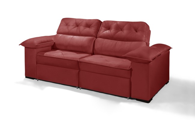 Sofá Retrátil Reclinável DOA 2.50m ESTILO ESTOFADOS - França Velusoft COR "VERMELHO"