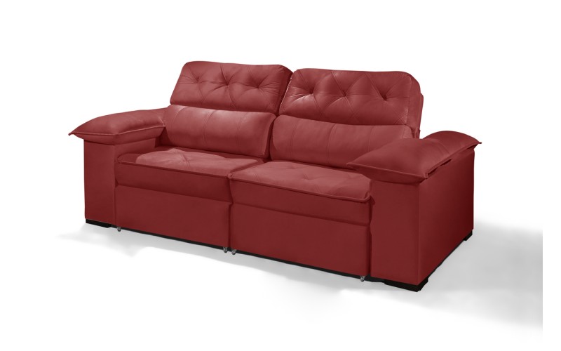 Sofá Retrátil Reclinável DOA 2.50m ESTILO ESTOFADOS - França Velusoft COR "VERMELHO" Sofá Retrátil Reclinável DOA 2.50m ESTILO ESTOFADOS - França Velusoft COR "VERMELHO"