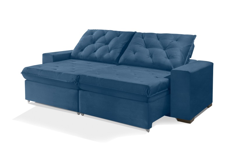 Sofá Retrátil e Reclinável 1,90m ESTILO ESTOFADOS - EUROPA com SoftGel D33 Velupluma "Azul" Sofá Retrátil e Reclinável 1,90m ESTILO ESTOFADOS - EUROPA com SoftGel D33 Velupluma "Azul"