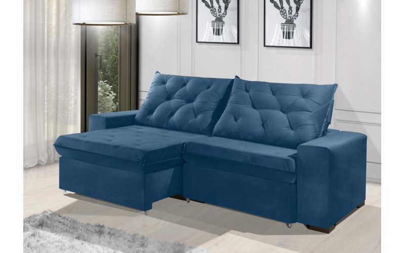 Sofá Retrátil e Reclinável 1,90m ESTILO ESTOFADOS - EUROPA com SoftGel D33 Velupluma "Azul" Sofá Retrátil e Reclinável 1,90m ESTILO ESTOFADOS - EUROPA com SoftGel D33 Velupluma "Azul"