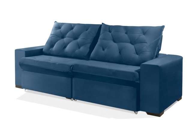 Sofá Retrátil e Reclinável 2.10m ESTILO ESTOFADOS - EUROPA com SoftGel D33 Velupluma "Azul"
