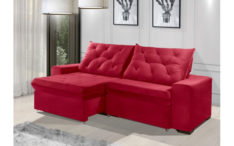 Sofá Retrátil e Reclinável 1,90m ESTILO ESTOFADOS - EUROPA com SoftGel D33 Velupluma "Vermelho" Sofá Retrátil e Reclinável 1,90m ESTILO ESTOFADOS - EUROPA com SoftGel D33 Velupluma "Vermelho"