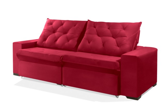Sofá Retrátil e Reclinável 2.50m ESTILO ESTOFADOS - EUROPA com SoftGel D33 "Vermelho"