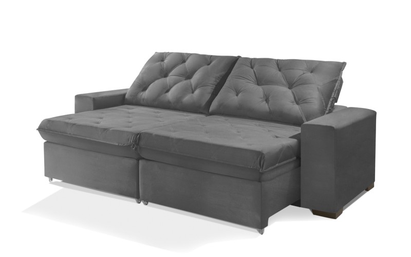 Sofá Retrátil e Reclinável 1,90m ESTILO ESTOFADOS - EUROPA com SoftGel D33 Velupluma "Cinza" Sofá Retrátil e Reclinável 1,90m ESTILO ESTOFADOS - EUROPA com SoftGel D33 Velupluma "Cinza"