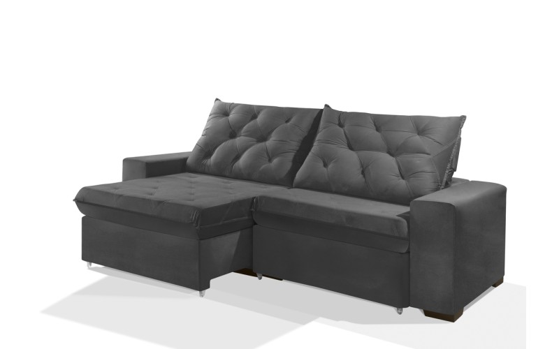 Sofá Retrátil e Reclinável 1,90m ESTILO ESTOFADOS - EUROPA com SoftGel D33 Velupluma "Cinza" Sofá Retrátil e Reclinável 1,90m ESTILO ESTOFADOS - EUROPA com SoftGel D33 Velupluma "Cinza"