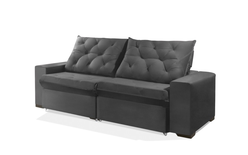 Sofá Retrátil e Reclinável 1,90m ESTILO ESTOFADOS - EUROPA com SoftGel D33 Velupluma "Cinza" Sofá Retrátil e Reclinável 1,90m ESTILO ESTOFADOS - EUROPA com SoftGel D33 Velupluma "Cinza"