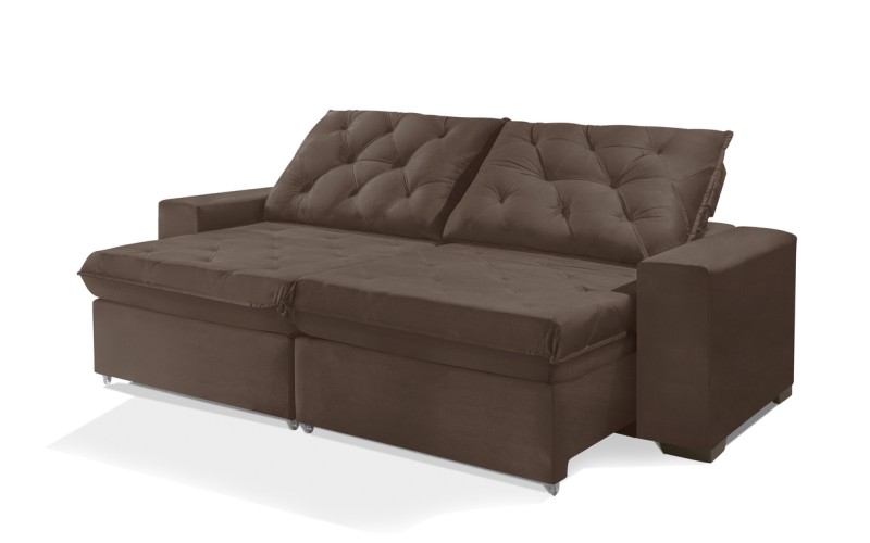 Sofá Retrátil e Reclinável 2.30m ESTILO ESTOFADOS - EUROPA com SoftGel D33 Velupluma "Marrom" Sofá Retrátil e Reclinável 2.30m ESTILO ESTOFADOS - EUROPA com SoftGel D33 Velupluma "Marrom"