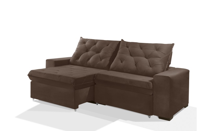 Sofá Retrátil e Reclinável 2.30m ESTILO ESTOFADOS - EUROPA com SoftGel D33 Velupluma "Marrom" Sofá Retrátil e Reclinável 2.30m ESTILO ESTOFADOS - EUROPA com SoftGel D33 Velupluma "Marrom"