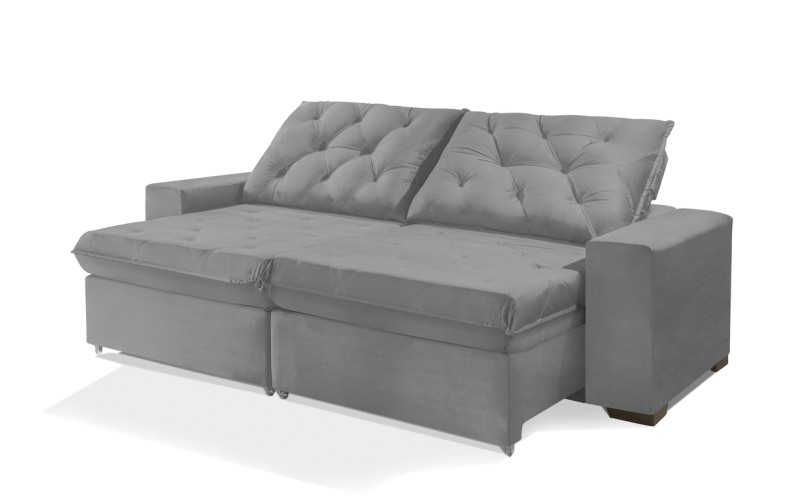 Sofá Retrátil e Reclinável 1,90m ESTILO ESTOFADOS - EUROPA com SoftGel D33 Velupluma "Prata" Sofá Retrátil e Reclinável 1,90m ESTILO ESTOFADOS - EUROPA com SoftGel D33 Velupluma "Prata"