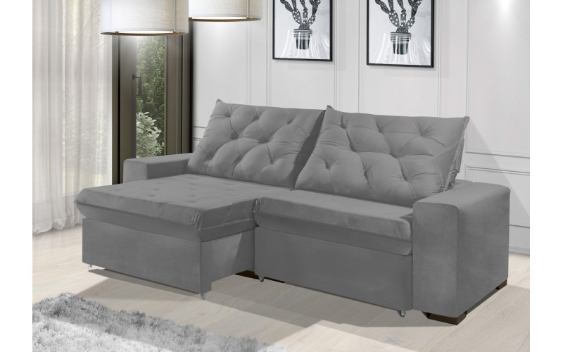 Sofá Retrátil e Reclinável 1,90m ESTILO ESTOFADOS - EUROPA com SoftGel D33 Velupluma "Prata" Sofá Retrátil e Reclinável 1,90m ESTILO ESTOFADOS - EUROPA com SoftGel D33 Velupluma "Prata"