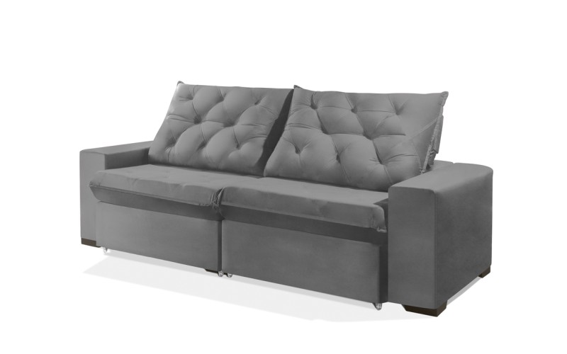 Sofá Retrátil e Reclinável 1,90m ESTILO ESTOFADOS - EUROPA com SoftGel D33 Velupluma "Prata" Sofá Retrátil e Reclinável 1,90m ESTILO ESTOFADOS - EUROPA com SoftGel D33 Velupluma "Prata"