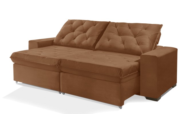 Sofá Retrátil e Reclinável 2.30m ESTILO ESTOFADOS - EUROPA com SoftGel D33 Velupluma "Terracota"
