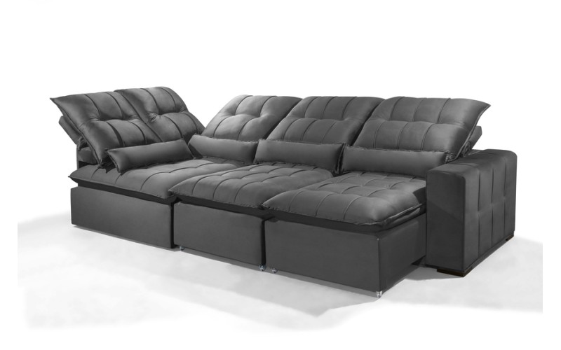 Sofá Retrátil Reclinável ELLOA DE CANTO COM CHAISE 3.05 x 1.80m ESTILO ESTOFADOS - Inca Velusoft COR "CINZA" Sofá Retrátil Reclinável ELLOA DE CANTO COM CHAISE 3.05 x 1.80m ESTILO ESTOFADOS - Inca Velusoft COR "CINZA"