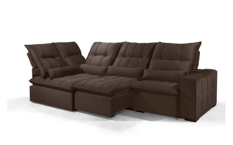 Sofá Retrátil Reclinável ELLOA DE CANTO COM CHAISE 3.25 x 1.80m ESTILO ESTOFADOS - Inca Velusoft COR "MARROM" Sofá Retrátil Reclinável ELLOA DE CANTO COM CHAISE 3.25 x 1.80m ESTILO ESTOFADOS - Inca Velusoft COR "MARROM"
