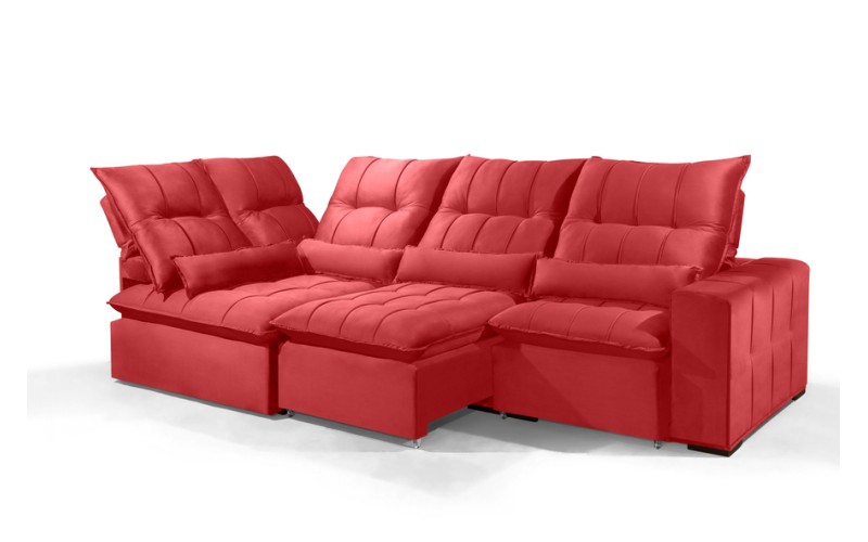 Sofá Retrátil Reclinável ELLOA DE CANTO COM CHAISE 3.05 x 1.80m ESTILO ESTOFADOS - Inca Velusoft COR "VERMELHO" Sofá Retrátil Reclinável ELLOA DE CANTO COM CHAISE 3.05 x 1.80m ESTILO ESTOFADOS - Inca Velusoft COR "VERMELHO"