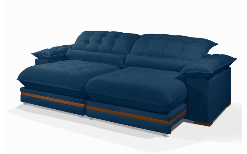 Sofá Retrátil Reclinável IRÃ 2.90m ESTILO ESTOFADOS - França Velusoft COR "AZUL" Sofá Retrátil Reclinável IRÃ 2.90m ESTILO ESTOFADOS - França Velusoft COR "AZUL"