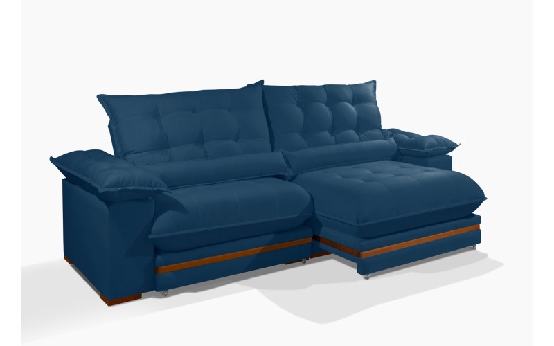 Sofá Retrátil Reclinável IRÃ 2.90m ESTILO ESTOFADOS - França Velusoft COR "AZUL" Sofá Retrátil Reclinável IRÃ 2.90m ESTILO ESTOFADOS - França Velusoft COR "AZUL"