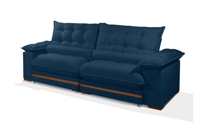 Sofá Retrátil Reclinável IRÃ 2.90m ESTILO ESTOFADOS - França Velusoft COR "AZUL" Sofá Retrátil Reclinável IRÃ 2.90m ESTILO ESTOFADOS - França Velusoft COR "AZUL"