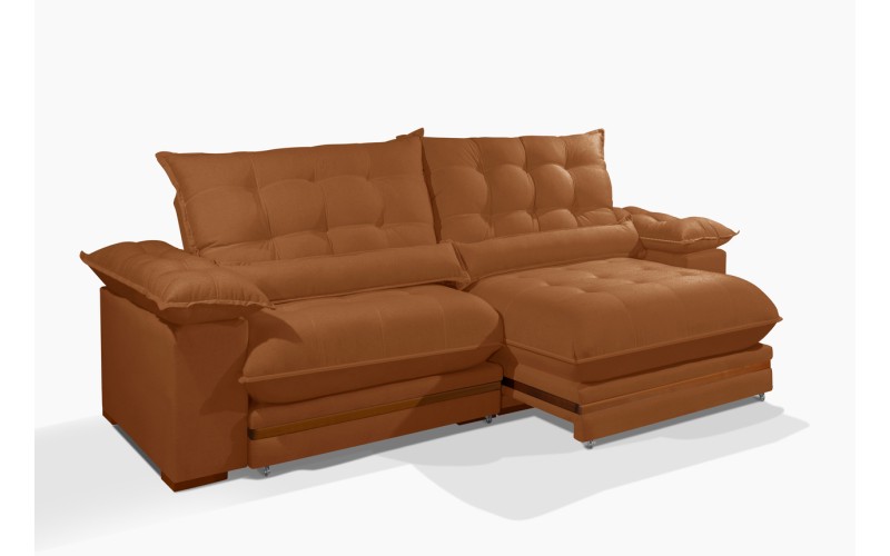 Sofá Retrátil Reclinável IRÃ 2.50m ESTILO ESTOFADOS - França Velusoft COR "TERRACOTA" Sofá Retrátil Reclinável IRÃ 2.50m ESTILO ESTOFADOS - França Velusoft COR "TERRACOTA"