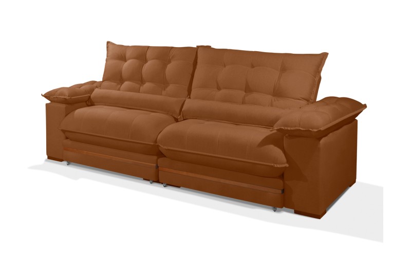 Sofá Retrátil Reclinável IRÃ 2.50m ESTILO ESTOFADOS - França Velusoft COR "TERRACOTA" Sofá Retrátil Reclinável IRÃ 2.50m ESTILO ESTOFADOS - França Velusoft COR "TERRACOTA"