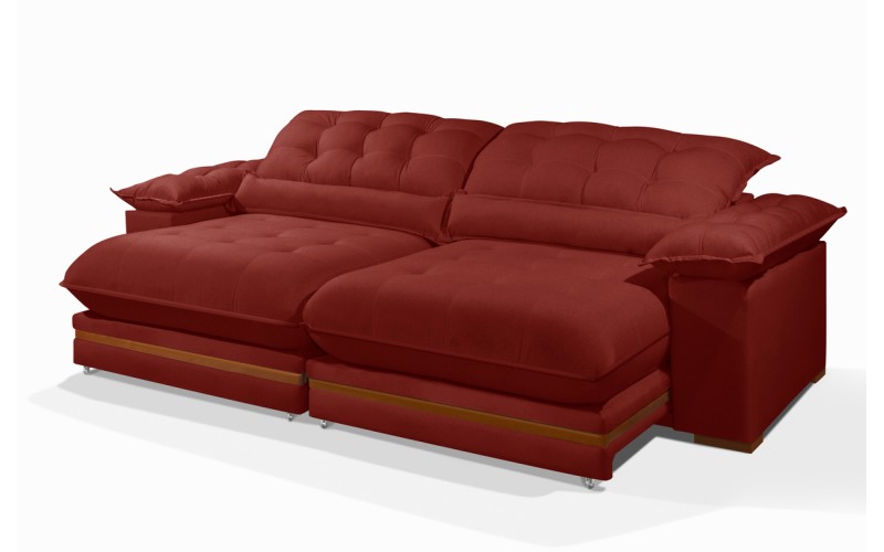 Sofá Retrátil Reclinável IRÃ 2.90m ESTILO ESTOFADOS - França Velusoft COR "VERMELHO" Sofá Retrátil Reclinável IRÃ 2.90m ESTILO ESTOFADOS - França Velusoft COR "VERMELHO"