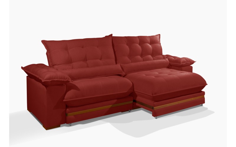 Sofá Retrátil Reclinável IRÃ 2.90m ESTILO ESTOFADOS - França Velusoft COR "VERMELHO" Sofá Retrátil Reclinável IRÃ 2.90m ESTILO ESTOFADOS - França Velusoft COR "VERMELHO"