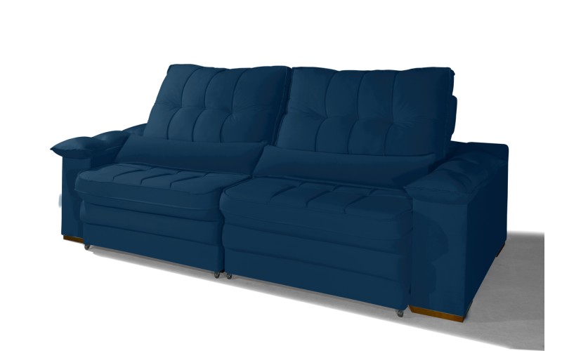 Sofá Retrátil Reclinável LAUS 2.90m ESTILO ESTOFADOS - França Velusoft COR "AZUL" Sofá Retrátil Reclinável LAUS 2.90m ESTILO ESTOFADOS - França Velusoft COR "AZUL"