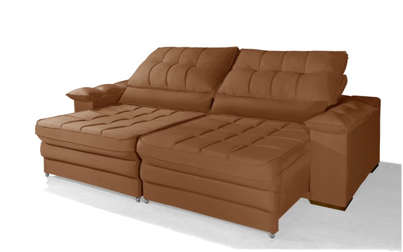 Sofá Retrátil Reclinável LAUS 2.20m ESTILO ESTOFADOS - França Velusoft COR "TERRACOTA" Sofá Retrátil Reclinável LAUS 2.20m ESTILO ESTOFADOS - França Velusoft COR "TERRACOTA"