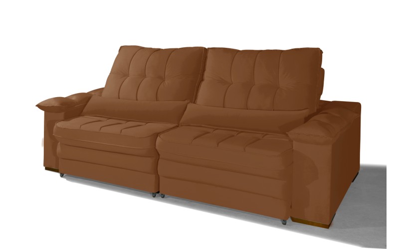 Sofá Retrátil Reclinável LAUS 2.20m ESTILO ESTOFADOS - França Velusoft COR "TERRACOTA" Sofá Retrátil Reclinável LAUS 2.20m ESTILO ESTOFADOS - França Velusoft COR "TERRACOTA"