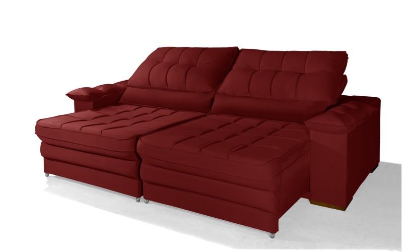 Sofá Retrátil Reclinável LAUS 2.20m ESTILO ESTOFADOS - França Velusoft COR "VERMELHO" Sofá Retrátil Reclinável LAUS 2.20m ESTILO ESTOFADOS - França Velusoft COR "VERMELHO"