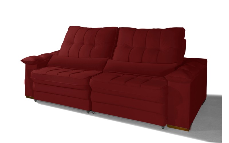 Sofá Retrátil Reclinável LAUS 2.20m ESTILO ESTOFADOS - França Velusoft COR "VERMELHO" Sofá Retrátil Reclinável LAUS 2.20m ESTILO ESTOFADOS - França Velusoft COR "VERMELHO"