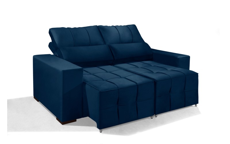 Sofá Retrátil Reclinável MIAMI 2.00m ESTILO ESTOFADOS - Inca Velusoft COR "AZUL" Sofá Retrátil Reclinável MIAMI 2.00m ESTILO ESTOFADOS - Inca Velusoft COR "AZUL"
