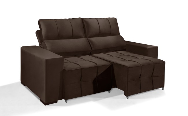 Sofá Retrátil Reclinável MIAMI 2.00m ESTILO ESTOFADOS - Inca Velusoft COR "MARROM"