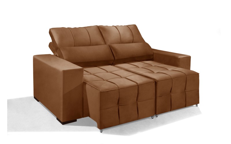 Sofá Retrátil Reclinável MIAMI 2.00m ESTILO ESTOFADOS - Inca Velusoft COR "TERRACOTA" Sofá Retrátil Reclinável MIAMI 2.00m ESTILO ESTOFADOS - Inca Velusoft COR "TERRACOTA"
