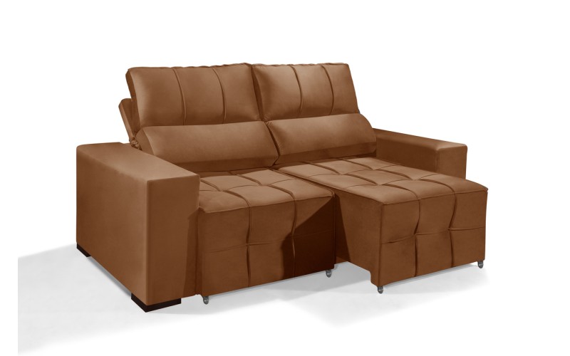 Sofá Retrátil Reclinável MIAMI 2.00m ESTILO ESTOFADOS - Inca Velusoft COR "TERRACOTA" Sofá Retrátil Reclinável MIAMI 2.00m ESTILO ESTOFADOS - Inca Velusoft COR "TERRACOTA"