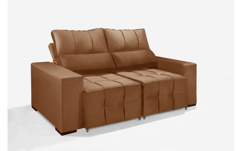 Sofá Retrátil Reclinável MIAMI 2.00m ESTILO ESTOFADOS - Inca Velusoft COR "TERRACOTA" Sofá Retrátil Reclinável MIAMI 2.00m ESTILO ESTOFADOS - Inca Velusoft COR "TERRACOTA"