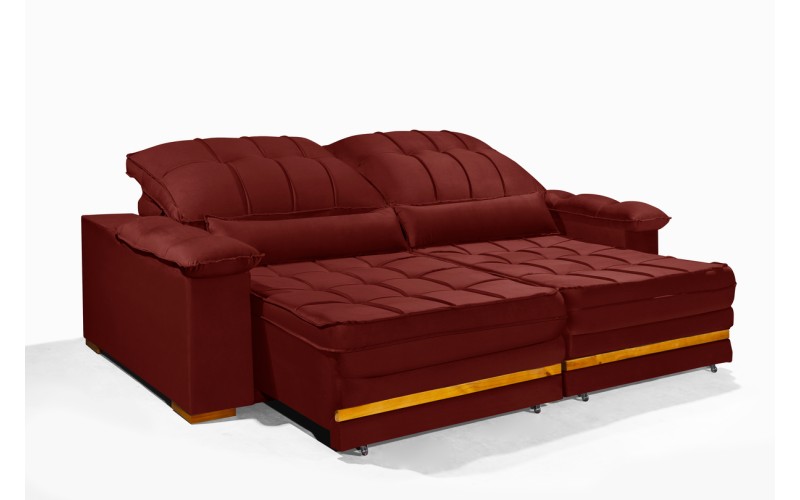Sofá Retrátil Reclinável MORFEU 2,20m ESTILO ESTOFADOS - França Velusoft COR "VERMELHO" Sofá Retrátil Reclinável MORFEU 2,20m ESTILO ESTOFADOS - França Velusoft COR "VERMELHO"
