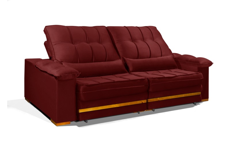 Sofá Retrátil Reclinável MORFEU 2,20m ESTILO ESTOFADOS - França Velusoft COR "VERMELHO" Sofá Retrátil Reclinável MORFEU 2,20m ESTILO ESTOFADOS - França Velusoft COR "VERMELHO"