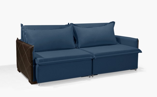 Sofá Sem Caixa Retrátil Reclinável MÔNACO 1,80m ESTILO ESTOFADOS - França Linhosoft COR "Azul"