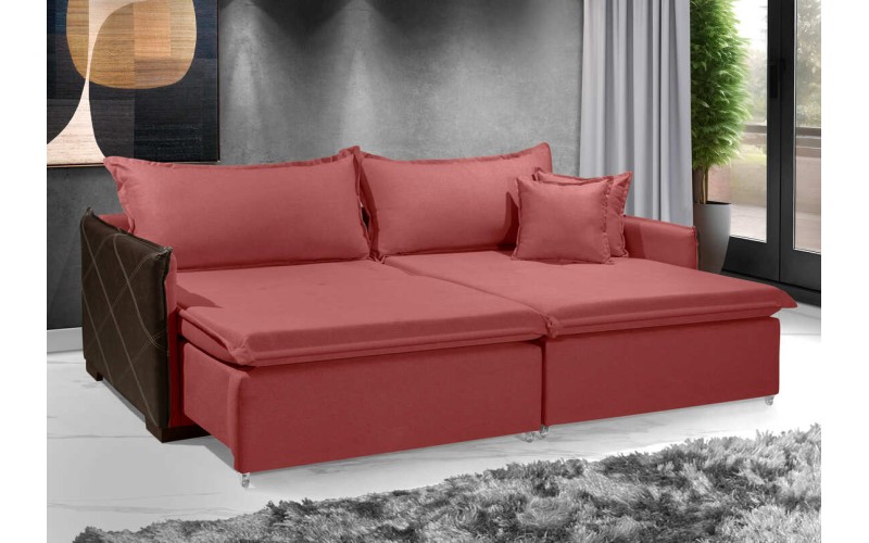 Sofá Sem Caixa Retrátil Reclinável MÔNACO 2.20m ESTILO ESTOFADOS - França Linhosoft COR "Vermelho" Sofá Sem Caixa Retrátil Reclinável MÔNACO 2.20m ESTILO ESTOFADOS - França Linhosoft COR "Vermelho"