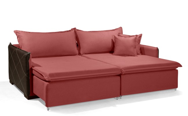 Sofá Sem Caixa Retrátil Reclinável MÔNACO 1,80m ESTILO ESTOFADOS - França Linhosoft COR "Vermelho"